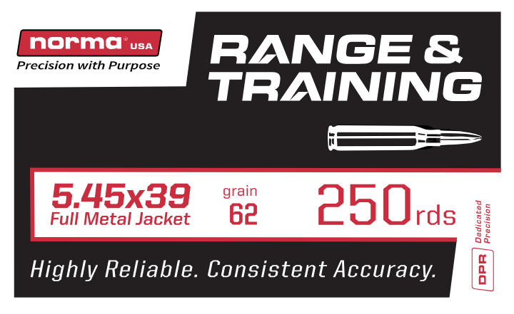 Norma Range & Training 5.45x39 62gr FMJ Ammunition